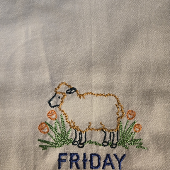 Embroidered Farm Day-of-the-Week Tea Towels Set Of 7 - Picture 7 of 8